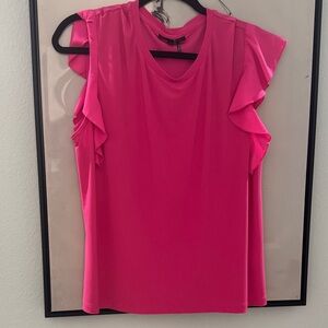 DKNY Vibrant Pink Ruffle Sleeve Blouse